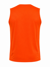 Orange basketball training vest with black OCA print, ONCOURTANTICS